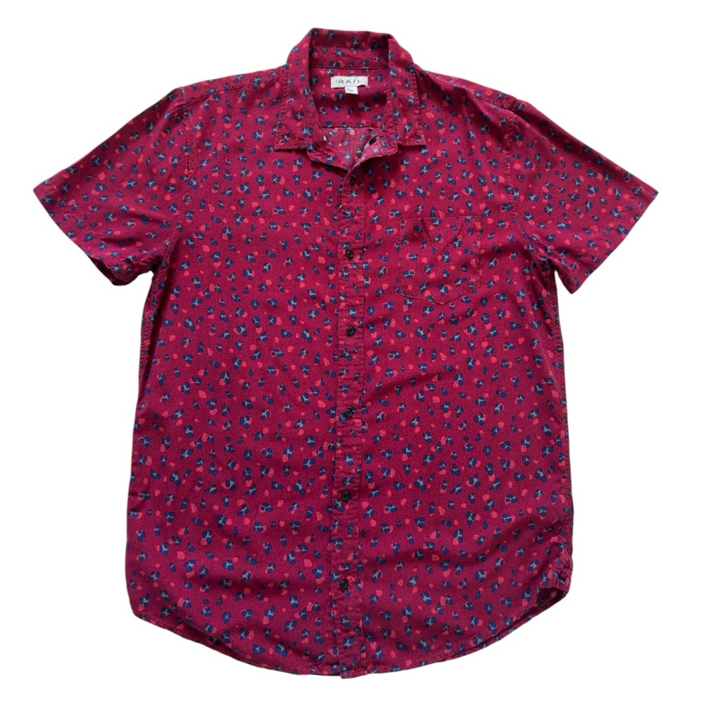 The Rail Men's Button Down Short Sleeve Red Printed Size XL